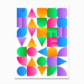 Synthwave Bauhaus Rainbow poster #1 (pink-blue-yellow) — abstract poster, retrowave print 3 Canvas Print