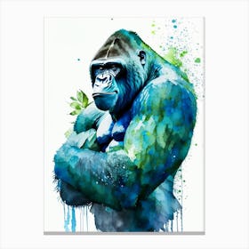 Gorilla Holding Arms Up Gorillas Mosaic Watercolour 2 Canvas Print