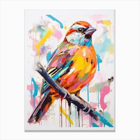 Colourful Bird Painting Sparrow 4 Canvas Print