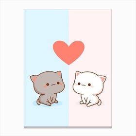 Kawaii Cats Kitten Love Canvas Print