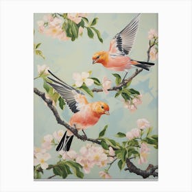 Vintage Japanese Inspired Bird Print American Goldfinch 3 Canvas Print