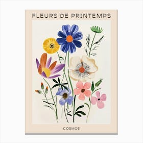 Spring Floral French Poster  Cosmos 2 Canvas Print