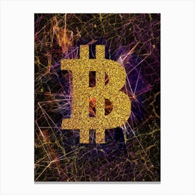 Bitcoin Symbol On A Black Background Canvas Print