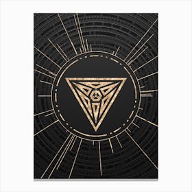 Geometric Glyph Symbol in Gold with Radial Array Lines on Dark Gray n.0150 Canvas Print