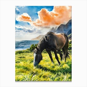 Horse Grazing In The Grass Canvas Print