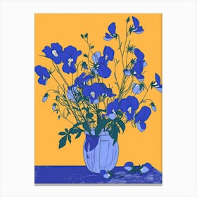 Sweet Pea Flowers On A Table   Contemporary Illustration 1 Canvas Print