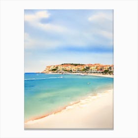 Plage De L'Escalet 2, Saint Tropez, France Watercolour Canvas Print