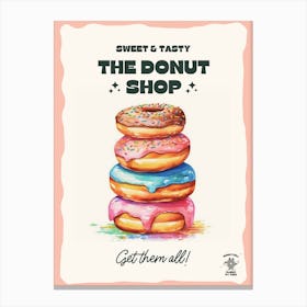 Stack Of Rainbow Donuts The Donut Shop 0 Canvas Print