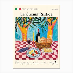 La Cucina Rustica Trattoria Italian Poster Food Kitchen Canvas Print