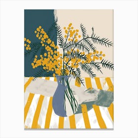 Mimosa Flowers On A Table   Contemporary Illustration 5 Canvas Print