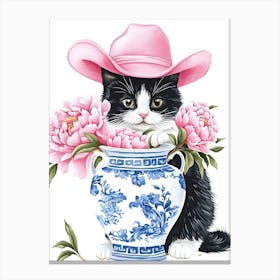 Cat In Pink Hat Canvas Print