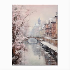 Dreamy Winter Painting Strasbourg France 1 Canvas Print