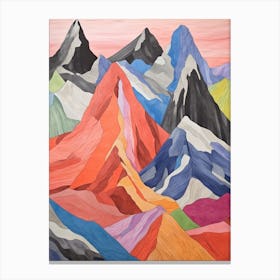 Mount Saint Elias Canada 4 Colourful Mountain Illustration Canvas Print