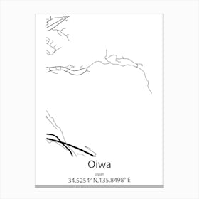 Oiwa,Japan Minimalist Map Canvas Print