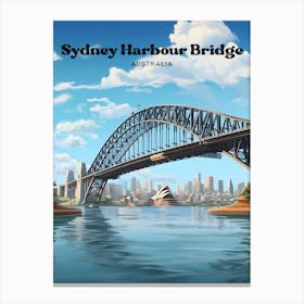 Sydney Harbour Bridge Australia Summer Travel Art Illustration Canvas Print