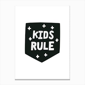 Kids Rule Black Super Scandi Canvas Print