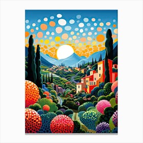 Ravello, Italy, Illustration In The Style Of Pop Art 3 Canvas Print