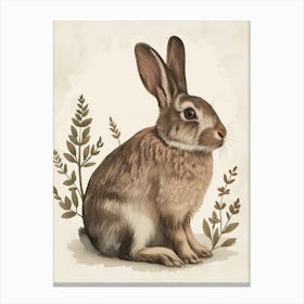 French Lop Blockprint Rabbit Illustration 10 Canvas Print