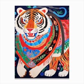 Maximalist Animal Painting Siberian Tiger 3 Canvas Print