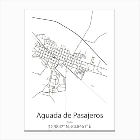 Aguada De Pasajeros,Cuba Minimalist Map Canvas Print