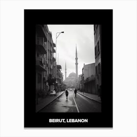 Poster Of Beirut, Lebanon, Mediterranean Black And White Photography Analogue 7 Canvas Print
