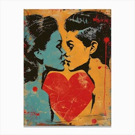 Kissing, Vibrant Pop Art Canvas Print