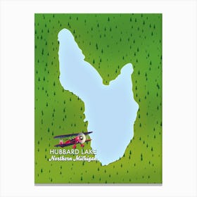 Hudbard Lake Travel map Canvas Print