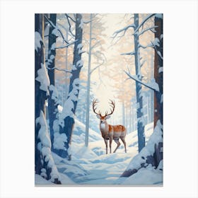 Winter Deer 4 Illustration Canvas Print