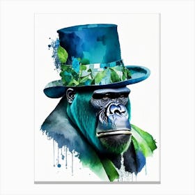 Gorilla In Top Hat Gorillas Mosaic Watercolour 2 Canvas Print