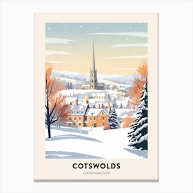 Vintage Winter Travel Poster Cotswolds United Kingdom 4 Canvas Print