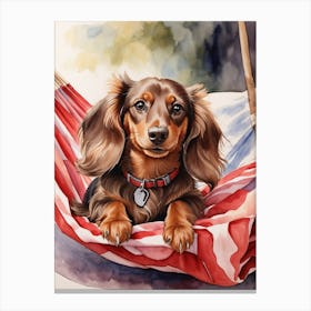 Dachshund In Hammock Canvas Print