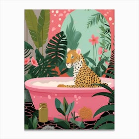 Leopard In A Bathtub Canvas Print