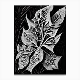 Olive Leaf Linocut 1 Canvas Print