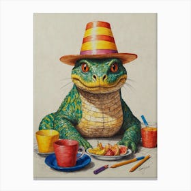 Lizard In A Hat 5 Canvas Print