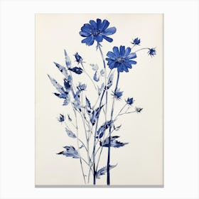 Blue Botanical Asters 1 Canvas Print