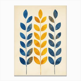Blue And Yellow Leaves Canvas Print