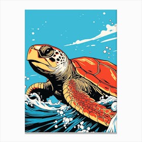 Comic Style Sea Turtle 3 Canvas Print