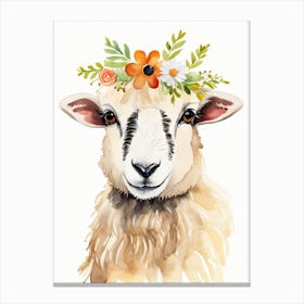 Baby Blacknose Sheep Flower Crown Bowties Animal Nursery Wall Art Print (20) Canvas Print