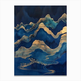 Blue And Gold Mountains 11 Canvas Print