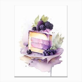 Blackberry Cheesecake Dessert Gouache Flower Canvas Print
