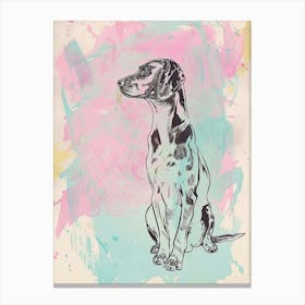 Pointer Dog Watercolour Line Illustration 2 Canvas Print