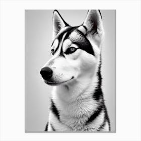 Siberian Husky B&W Pencil dog Canvas Print