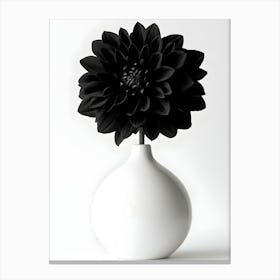 Elegant Black Dahlia in Minimalist White Vase – Modern Botanical Art Canvas Print