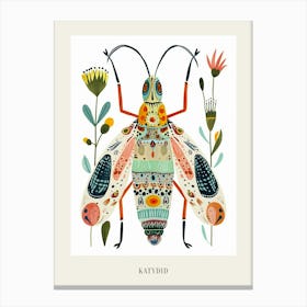 Colourful Insect Illustration Katydid 8 Poster Canvas Print
