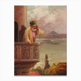 Prayer In Cihangir With The Hagia Sofia In The Distance, Halid Naci Canvas Print