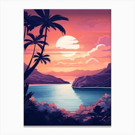 Illustration Of Hanauma Bay Honolulu Hawaii In Pink Tones 2 Canvas Print