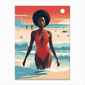 Woman Walking Out Of The Ocean Canvas Print