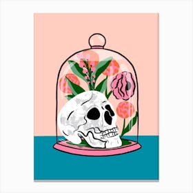 Skull Terrarium with flowers Canvas Print