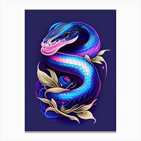 Indigo Snake Tattoo Style Canvas Print