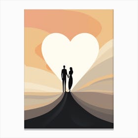 Swirly Line Couple In Sunset Canvas Print
